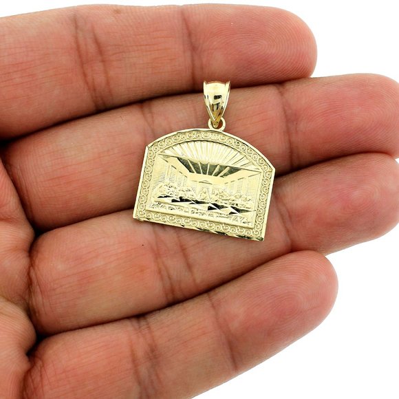 Real 10K Yellow Gold Large Apostles Last Supper Pendant - Picture 2 of 7